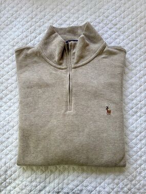 Ralph Lauren Light Beige Half-Zip Cotton Sweater